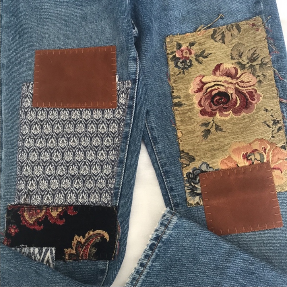 Free People Jeans Blue Size 25 We The Free Poppy Patch Denim Jeans NWT - Picture 5 of 15